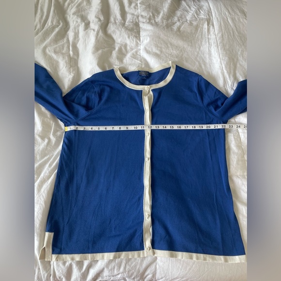 Pendleton silk blend cobalt blue cardigan blouse two piece set | 1X - Picture 12 of 16